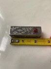 Vintage 800 Silver Floral Etched Lipstick Case Compact Mirror   Carnelian Stone