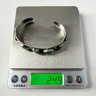 Vintage Navajo Turquoise Sterling Silver Stamped Whirling Log Horn Cuff Bracelet