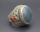 Vintage Tribal Ring  Afghan Boho Enamel Ring  Alpaka Ring  Kuchi Large Costuming