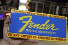 Rare Fender Guitar Serviced Dealer Porcelain Metal Sign Amp Music Rock Elvis