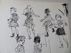 William Cumming  wa 1917-2010   1950 s Sketch Of Young Girls --- From His Estate