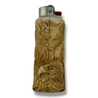 Hand Carved Wildlife Totem Lighter Case   Bear  Eagle   Wolf   Fits Large Bic