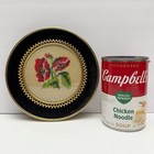 Vintage Red Floral Cross Stitch Round Velvet Convex Framed Wall Art