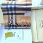 Burberry Cashmere Plaid Scarf Black Gray Red