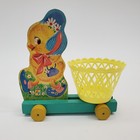 Vintage Fisher Price 302 Chick Basket Cart Easter Decor 1960s Toy