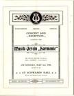 Musik-verein-harmonie  Play Bill At Schwaben Hall  May 3  1908