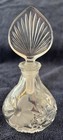 Two Vintage Crystal Bottles With Etched Flowers Fan Applicator