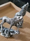 2 Limited Edition Pewter Finely Detailed Wolf Statutes     