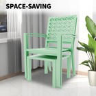 Outdoor Bistro Set 3-piece Stackable Patio Chairs Square Table Metal Light Green