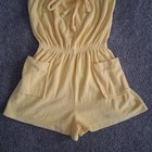 Vintage 70s Sunshine Yellow Terry Cloth Romper Retro Beach Cover-up Mod Boho 