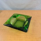 Vintage Mcm Square Green Ashtray 6  Mid-century Modern Glass Trinket Dish