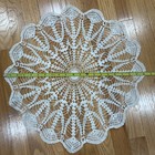 Vintage Handmade Tulip Crochet Doily 20  Large White Lace Floral Table Topper