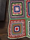 Granny Square Crochet Knitted 42 X 90 Large Bright Throw Blanket Boho Vintage