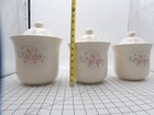 Pfaltzgraff  tea Rose  3 Canister Set Stoneware Pink Blue Floral