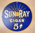 Sun-ray Cigar 5   Vintage Double Sided Store Merchandising Sign Mild   Fragrant