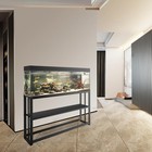 55 Gallon Fish Tank Stand Heavy Duty Metal Aquarium Rack Black 2 Tier