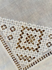 Hardanger  Table Cloth  19 In Square White Geometric Design Norwegian Embroidery