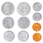 250 Fake Plastic Penny Coins Novelty Play Toy Prizes Parties Copper Silver