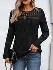 Womens Fall Long Sleeve Lace Top Lightweight Loose Fit Casual Tunic Shirt