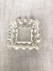Vintage Square Clear Etched Glass Ashtray 3 5    Art Deco Retro Heavy 4 Slots