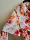 Women s Vintage Hawaiian Button Down Cream Pink Orange Vacation Resort Beachy S