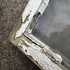 Vintage Old English Lead Stained Glass Window Wood Frame White Paint 20x20 Chip