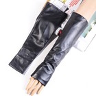 35cm Women s Real Leather Fingerless Party Evening Opera long  Mittens Gloves