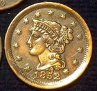 1852 Braided Hair Large Cent Copper Cent - Xf au Range - Pretty Nice Coin - Pics