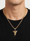 Gold Medium Sized Angel  14k Heavy Plated Gold  4mm Rope Chain For Men