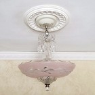 218am Vintage Antique Glass Shade Ceiling Light Fixture Lamp Chandelier Pink