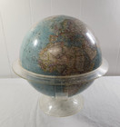 National Geographic World Globe Large Size W  Plastic Transparent Stand Vintage