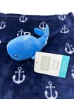 Hudson Baby Lovey Whale Blue White 14  X 14  Anchor Security Blanket Lovie Nwt