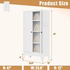 47 3  White Metal Kitchen Pantry Cabinet Adjustable Storage With 3 Shelves 110lb