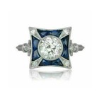 Art Deco Style Lab Created Diamond Engagement   Wedding 14k White Gold Fn Ring