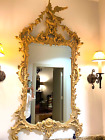 Labarge Vintage French Rococo Style Carved Bird Giltwood Wall Mirror