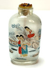     Reverse Painted Perfume Snuff Bottle W Stopper     Japanese Chinese Geishas