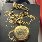 Csx Quartz Gold Tone Railroad Pocket Watch With Train Motif And Chain