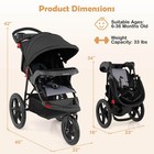 Jogging Stroller Foldable Jogger W adjustable Canopy Detachable Tray Cup Holders