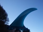 Vintage Blue   Red Bahne Translucent Surfing Surfboard Fin Surfer 1968 69 Wave