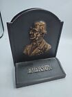 Pair Of Antique Vintage Cast Iron bronze Bookends Bust Dickens   Emerson Heavy