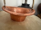Vintage Mid Century Hammered Copper Handled Basket