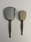 Antique Vintage Hand Mirror And Brush Vanity dresser Set Antique Gold Finish
