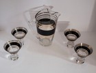 Vintage Mcm Cocktail Pitcher   4 Shot Glasses Set-gold   Black-vg