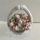 Pigs In A Basket Vintage Porcelain Miniature Mama Pig With Piglets Figurine 3 5   