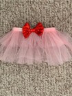 Pink Tulle Tutu Skirt With Red Sequin Bow  Size Medium