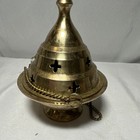 Vintage Brass Hanging Incense Burner Censer Charcoal Resin Holder With Chains