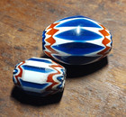 5 Antique Chevron Beads Seven Layer   1 Ex Large 1 Med   3 Small Venice Murano