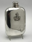 Antique Sterling Silver Armorial Crested Flask West Family