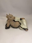 Funny Novelty Clay Cow In Robe Sensei Relaxing Figurine 5  X 2 6  And 3  Tall