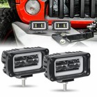 2x 4in Led Work Light Bar White Halo Drl Offroad Cube Pods Spot Fog Atv Driving